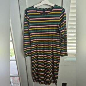 J. Crew Multicolor Striped Long Sleeve Dress